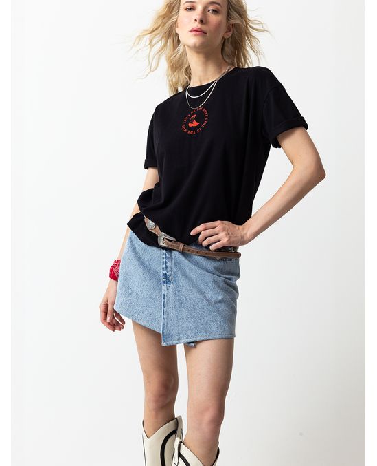 Falda corta en denim