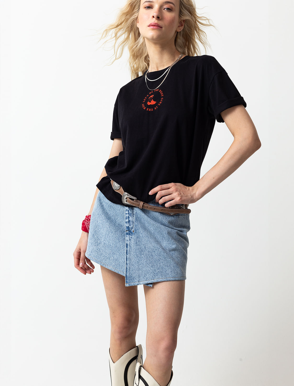 Falda corta en denim