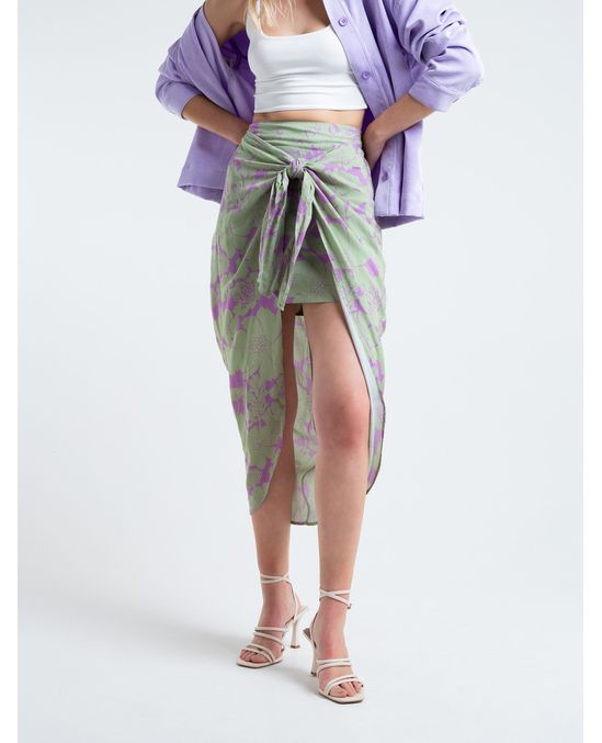 Falda midi de tela fluida