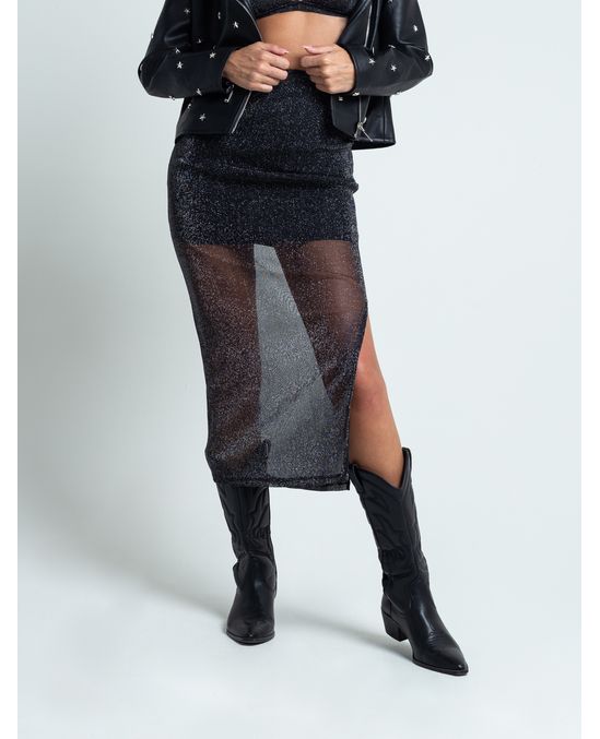 Falda en tela con transparencia