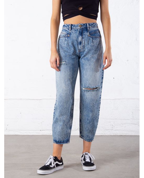 Jean tiro alto con bolsillos asimétricos