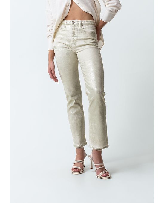 Pantalón con efecto metalizado