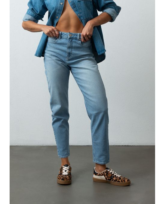 Jean Mom de largo crop