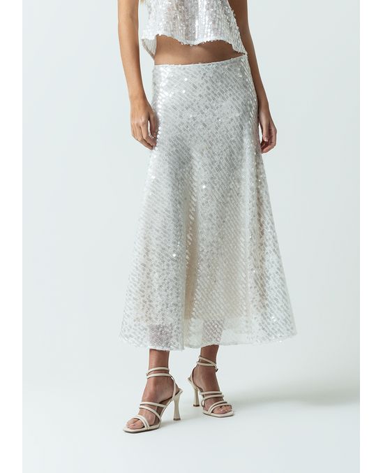 Falda con apliques de lentejuelas