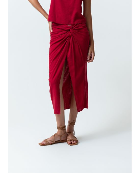 Falda midi anudada en frente