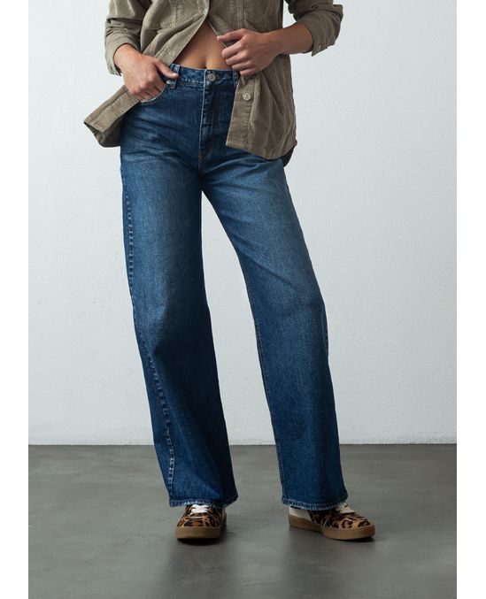 Jean Wide Leg fit tono oscuro