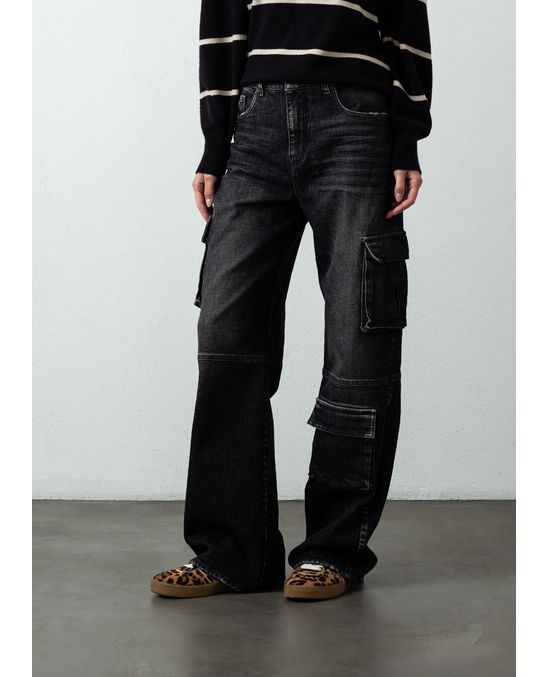 Jean Wide Leg fit tipo cargo