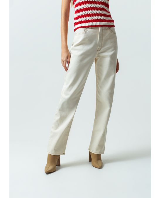 Pantalón Straight tiro alto en denim