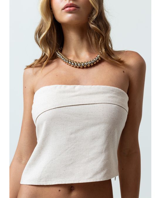 Camisa strapless tipo crop