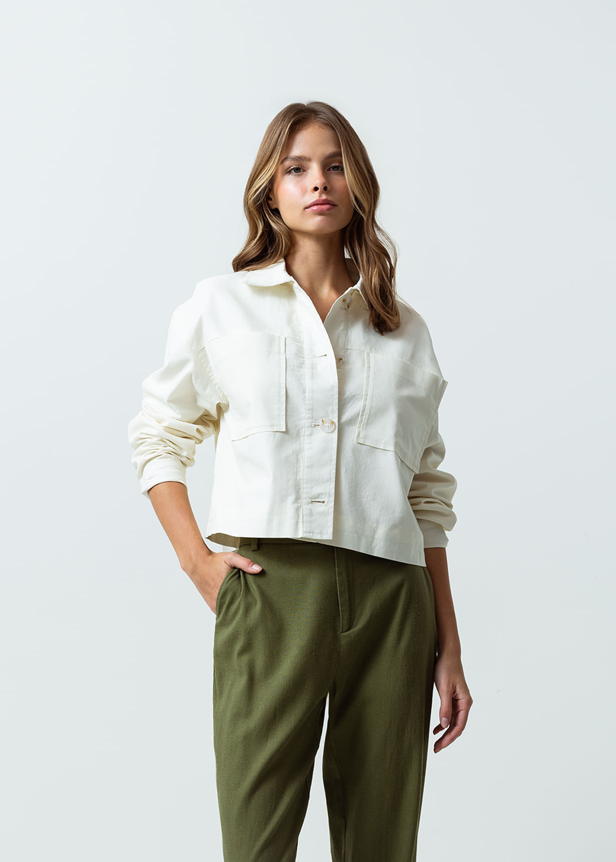 Chaqueta en tela efecto lino