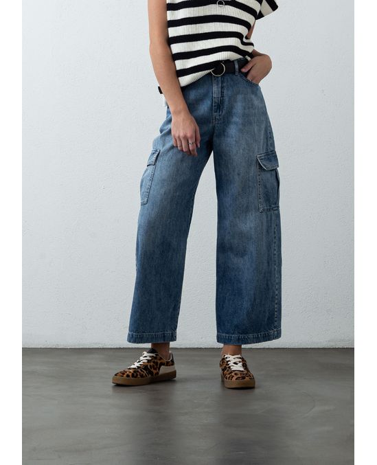 Jean Wide Leg cropped de tiro súper alto