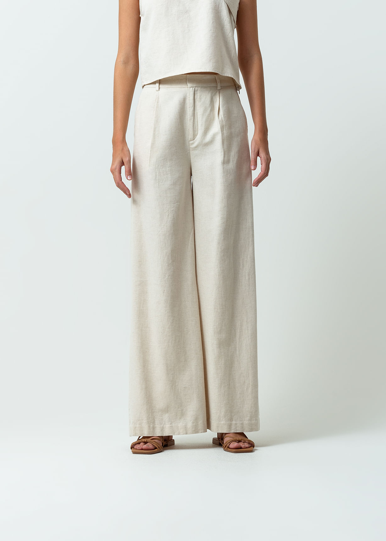 Pantalón Palazzo tiro súper alto tipo lino