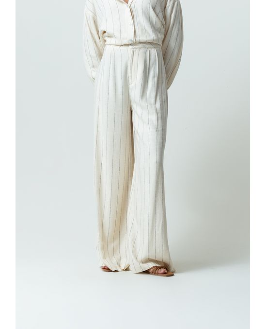 Pantalón palazzo tiro súper alto a rayas