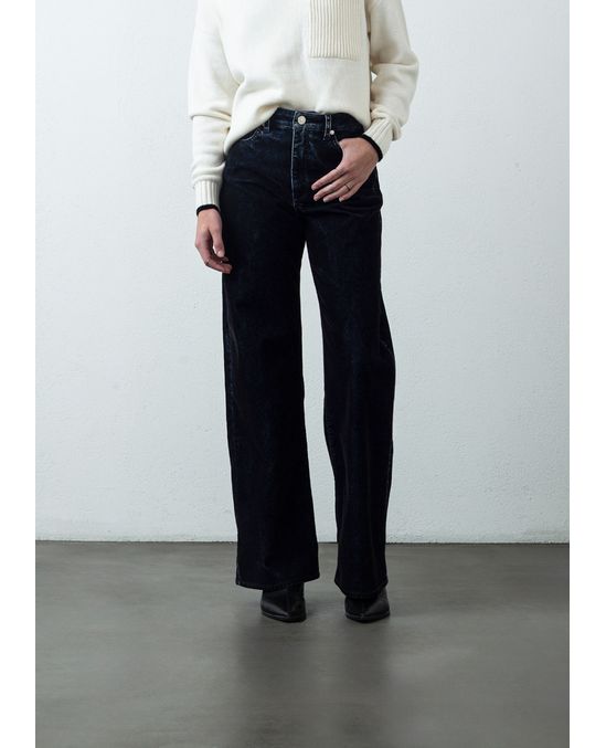 Jean Wide Leg Long tiro súper alto tono oscuro