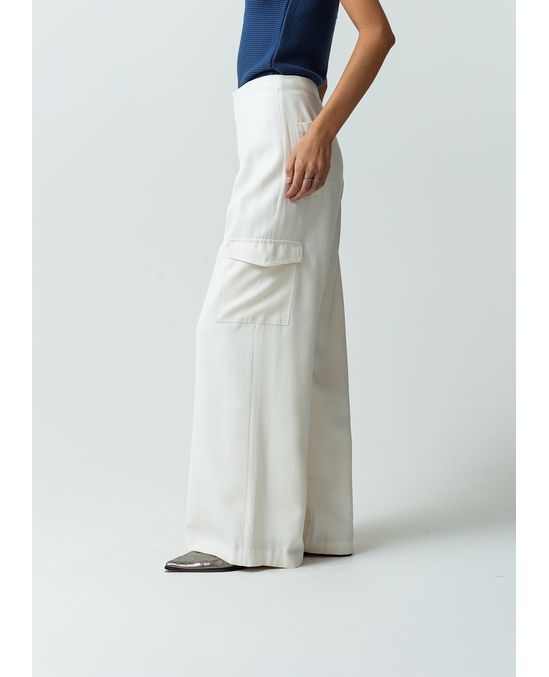 Pantalón palazzo tiro súper alto con bolsillos cargo