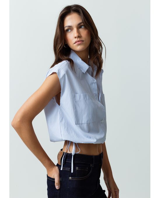 Camisa manga sisa rodada a rayas
