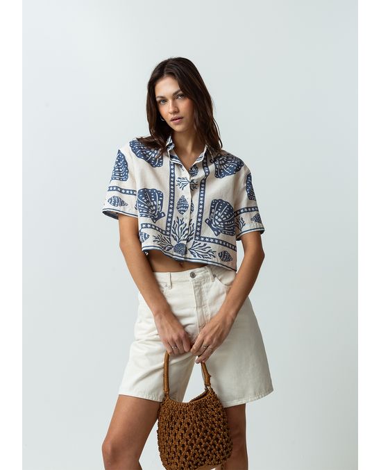 Camisa manga corta con estampados marinos