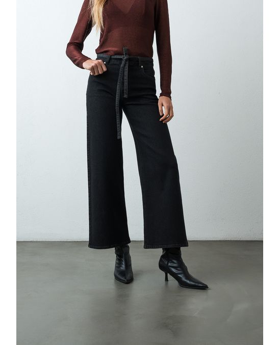 Jean Wide Leg tiro medio en black denim