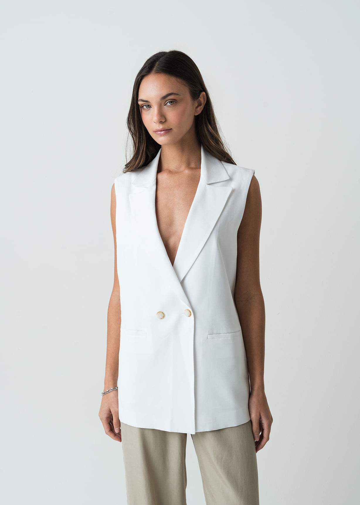Chaleco largo tipo blazer