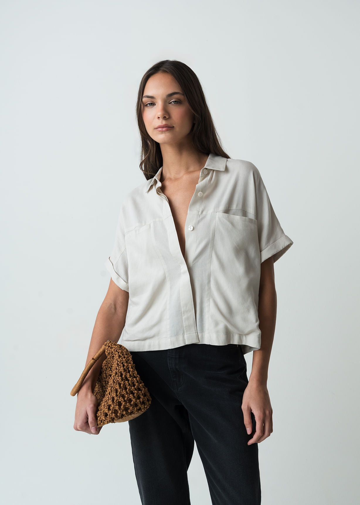 Camisa manga corta tipo lino