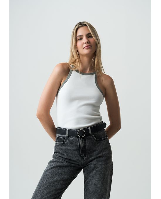 Camiseta de tiras en tela acanalada