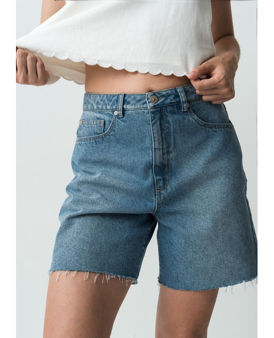 Short en denim tiro alto