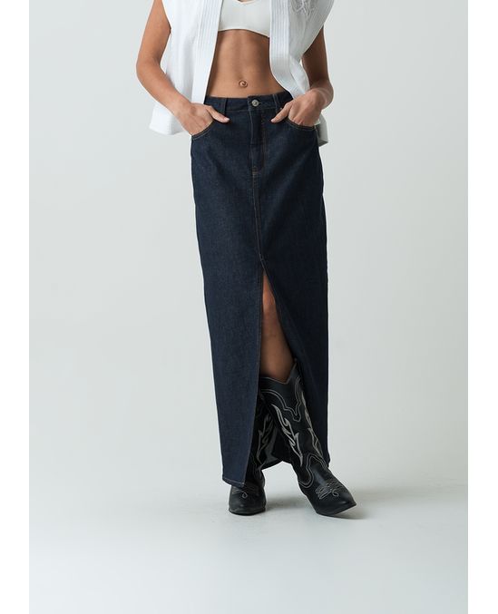 Falda larga en denim