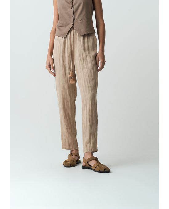 Pantalón Relax tiro alto tipo lino