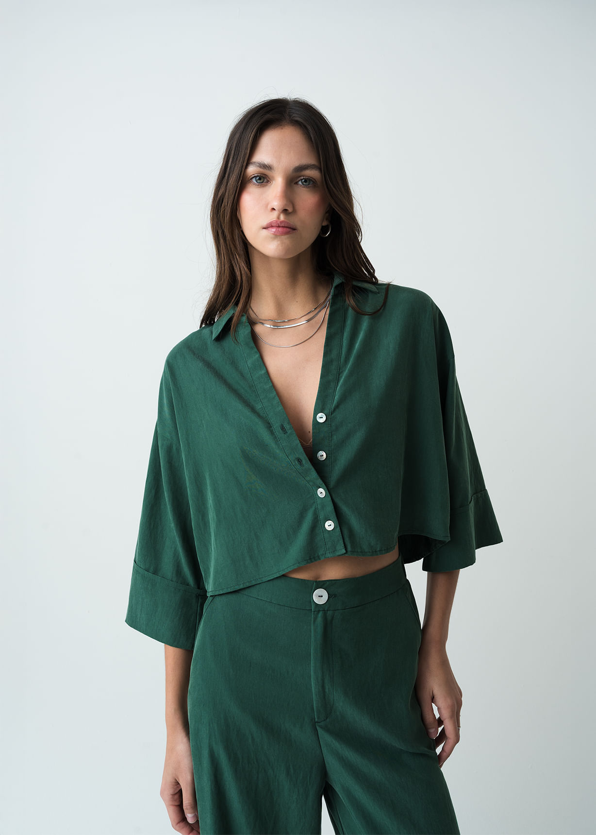 Camisa manga 3/4 con botones