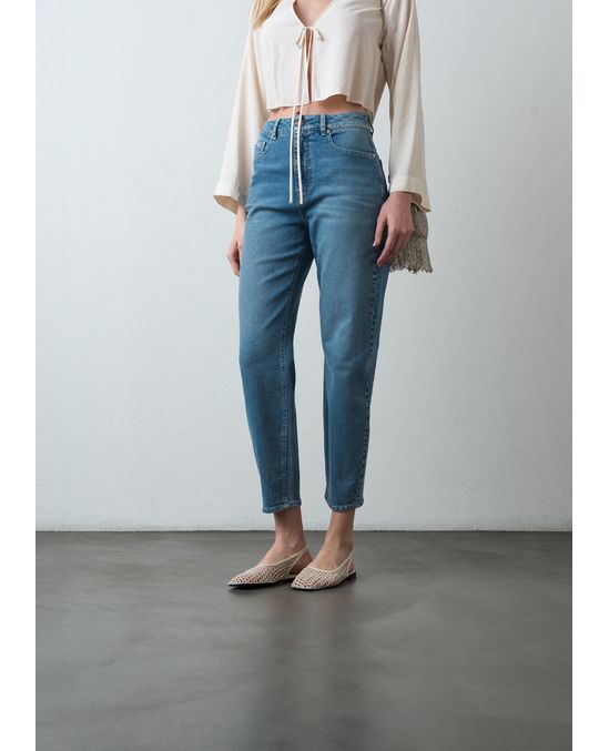 Jean Mom tiro alto de largo cropped