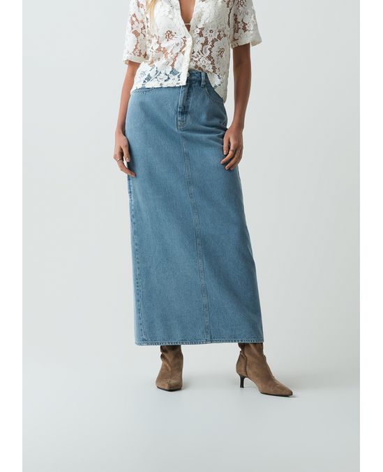 Falda larga en denim
