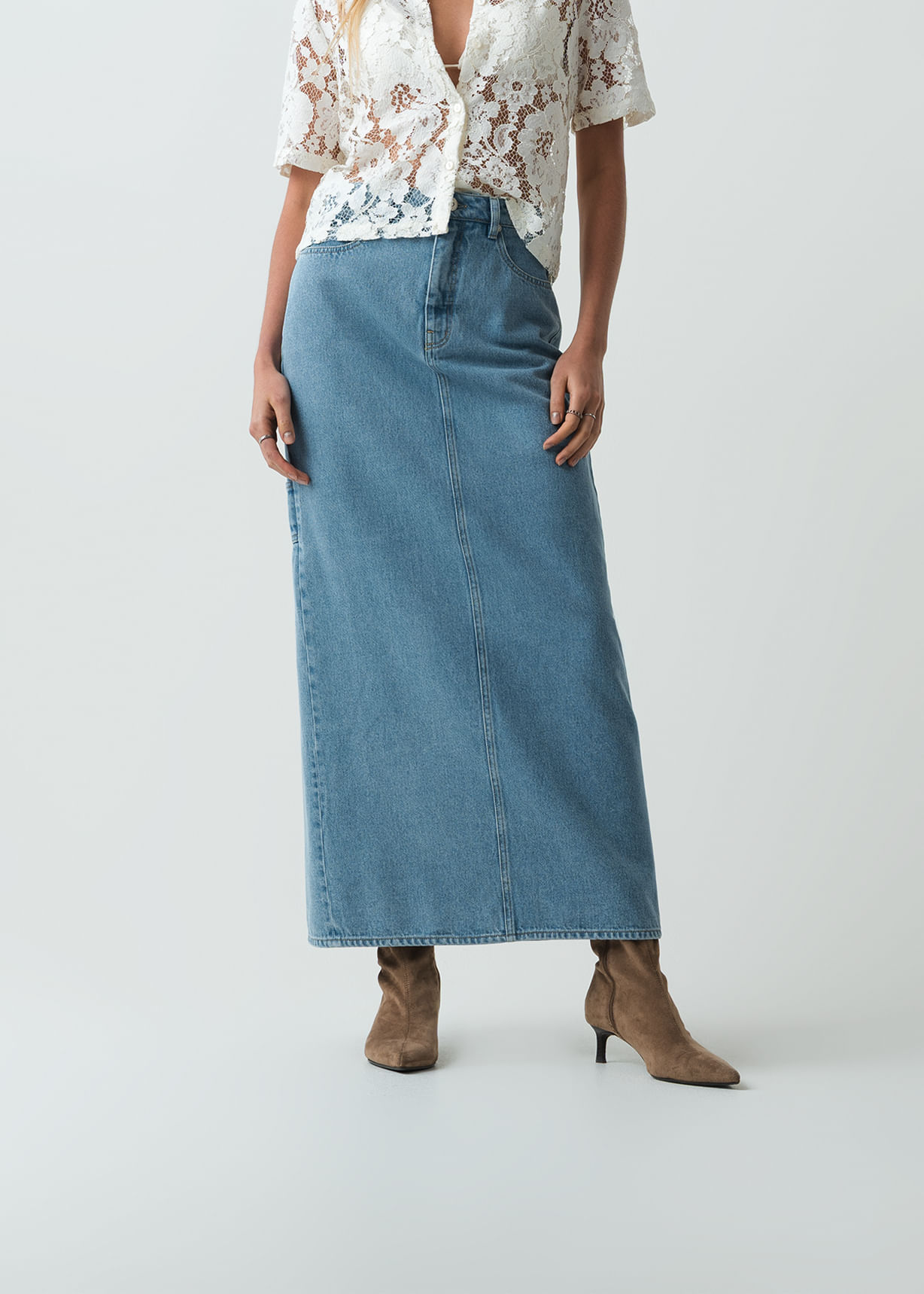 Falda larga en denim