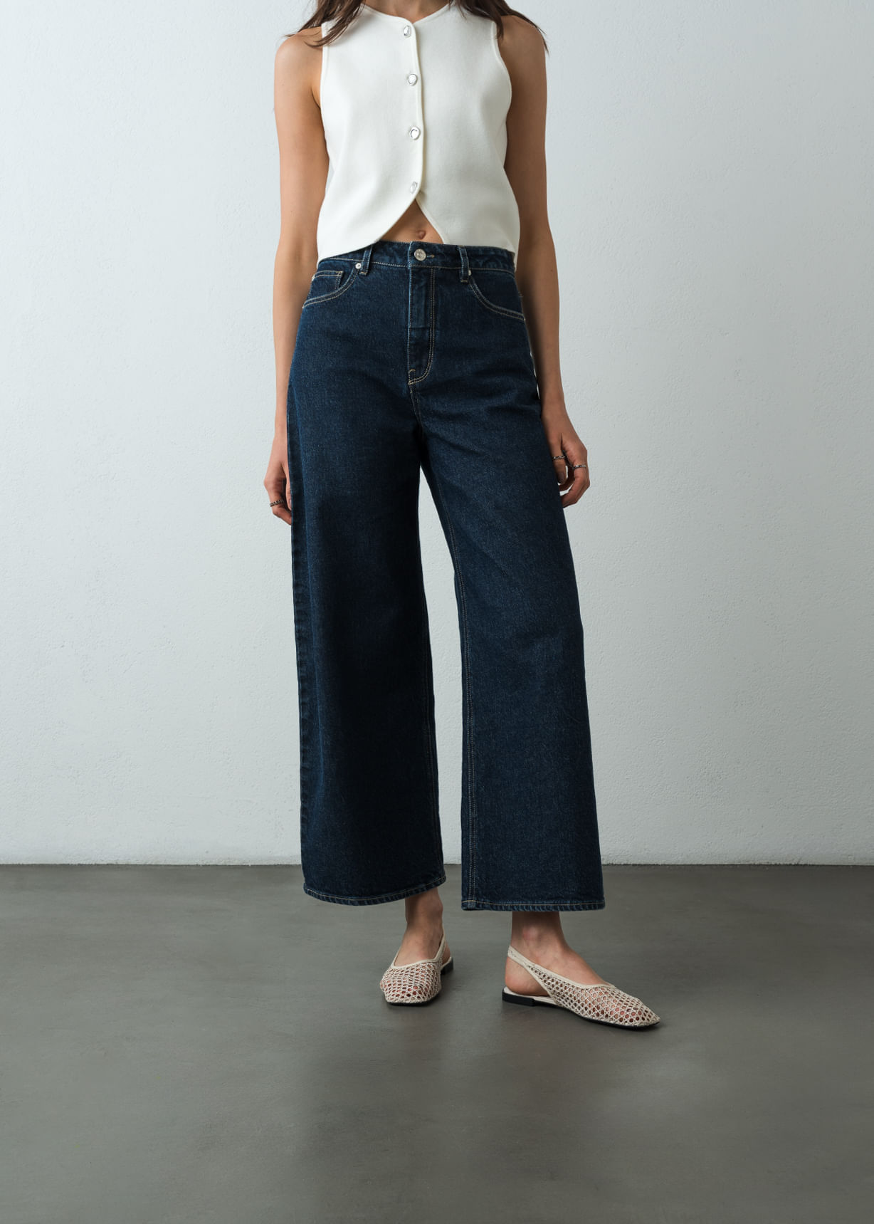 Jean Wide Leg tono oscuro