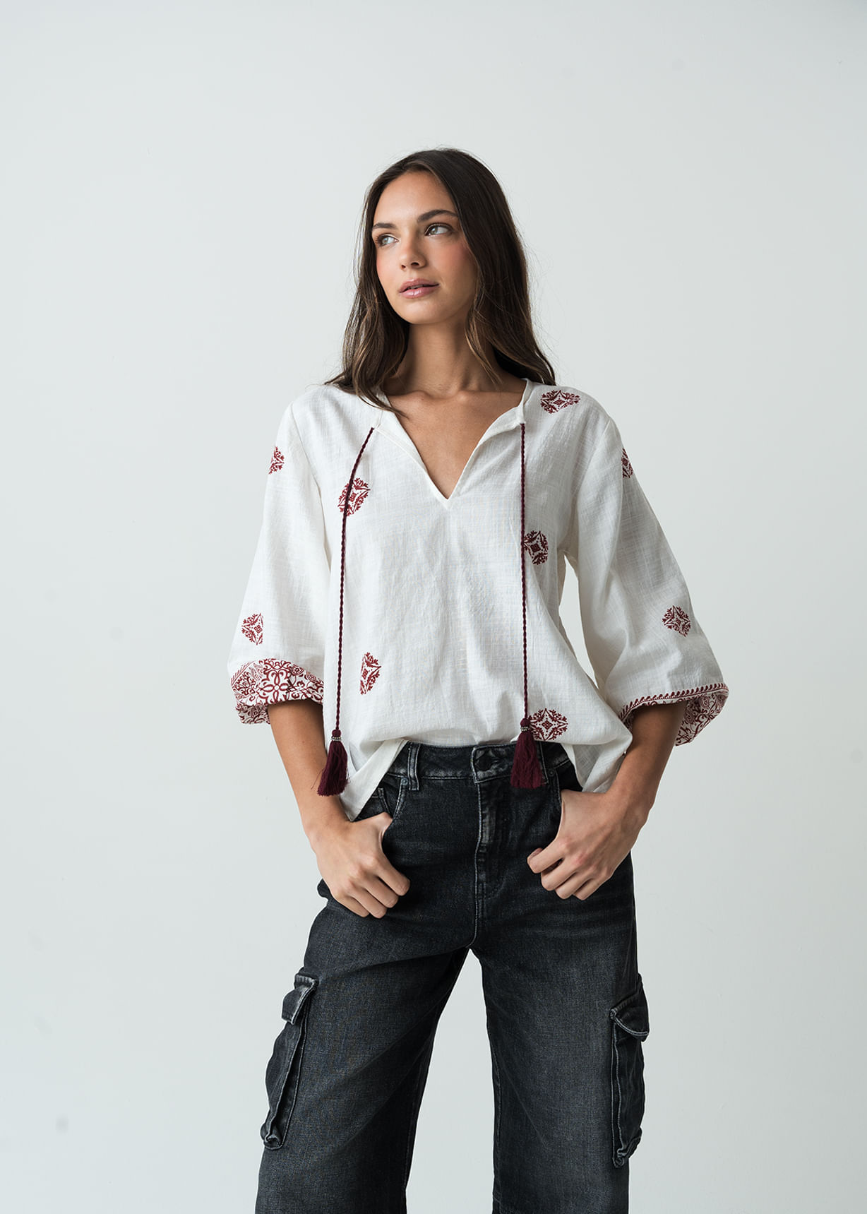 Camisa manga larga con elástico