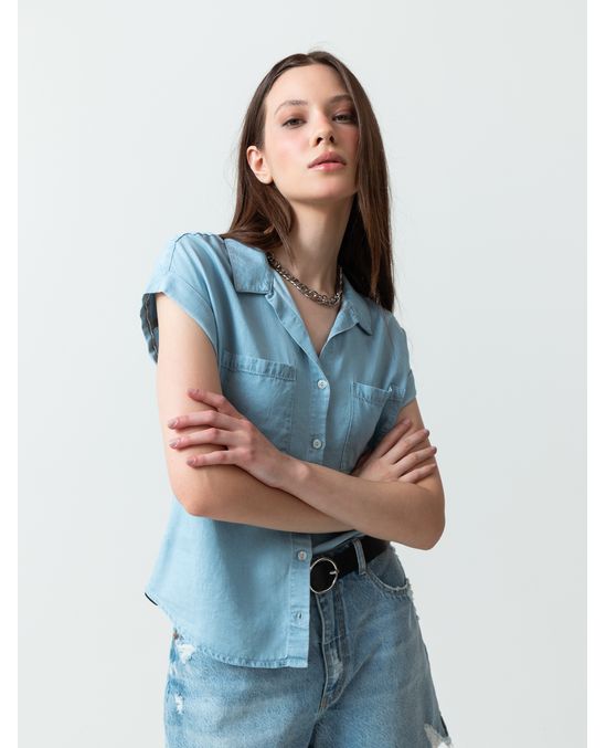 Camisa manga corta tipo denim