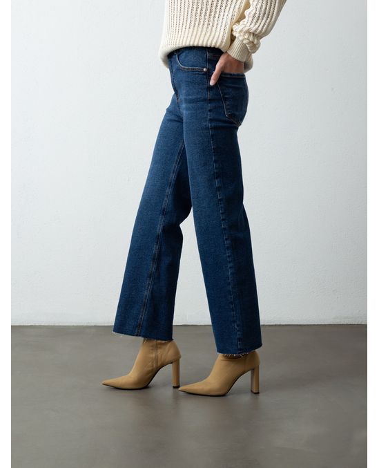 Jean Straight Cropped tiro súper alto