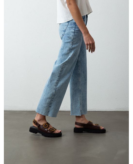 Jean Straight Cropped tiro súper alto