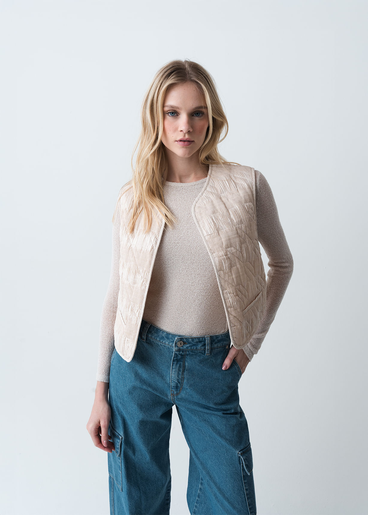 Chaleco de tela con textura