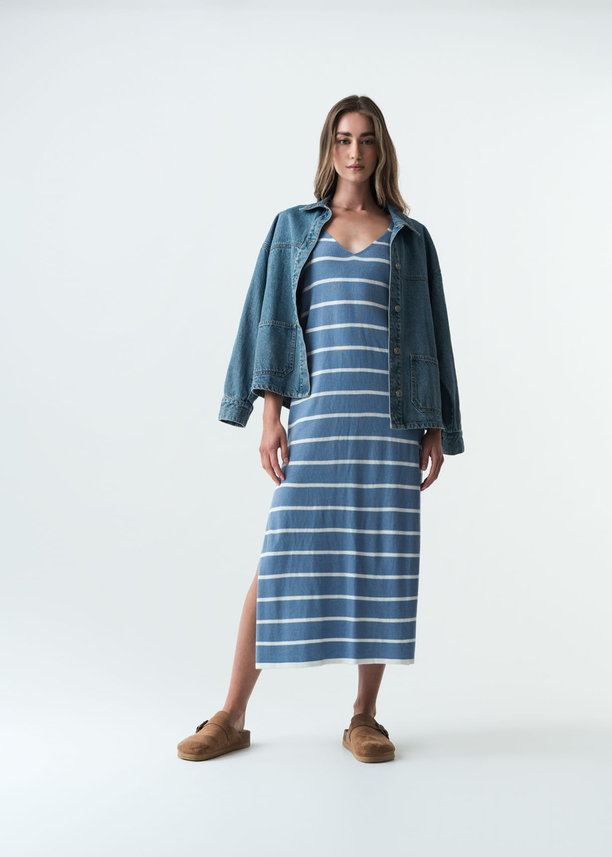 Vestido largo a rayas para el verano