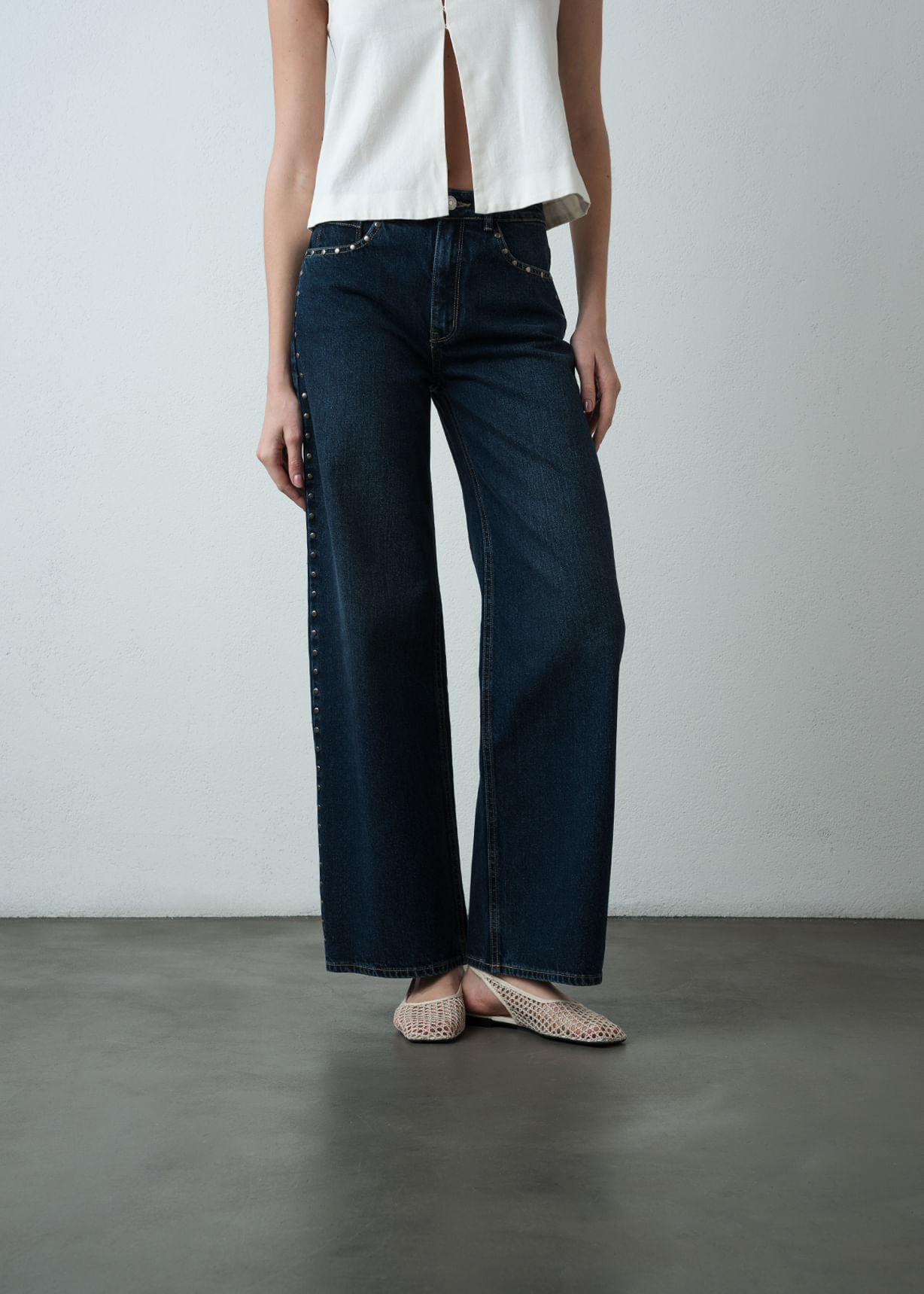 Jean Wide Leg con apliques