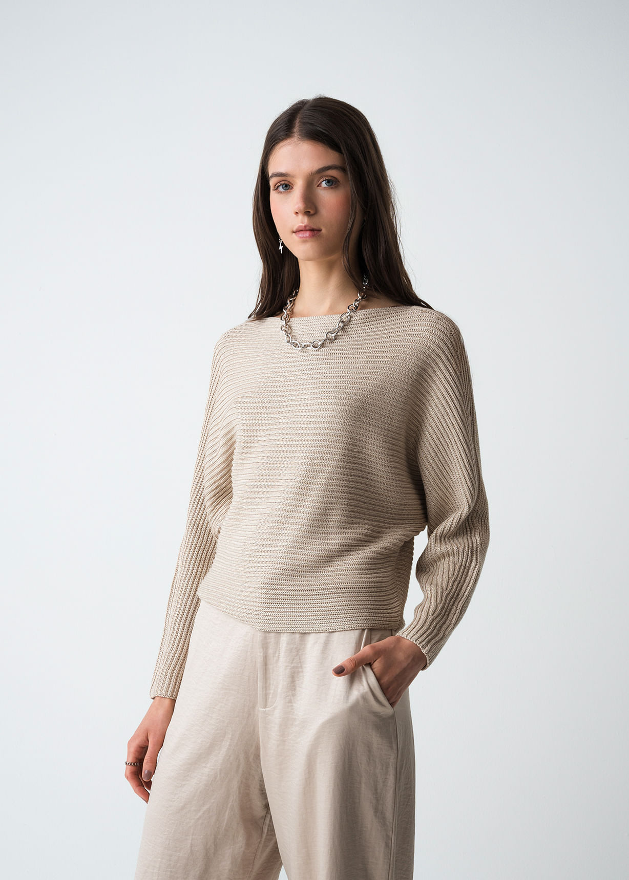 Buzo tejido con manga rodada