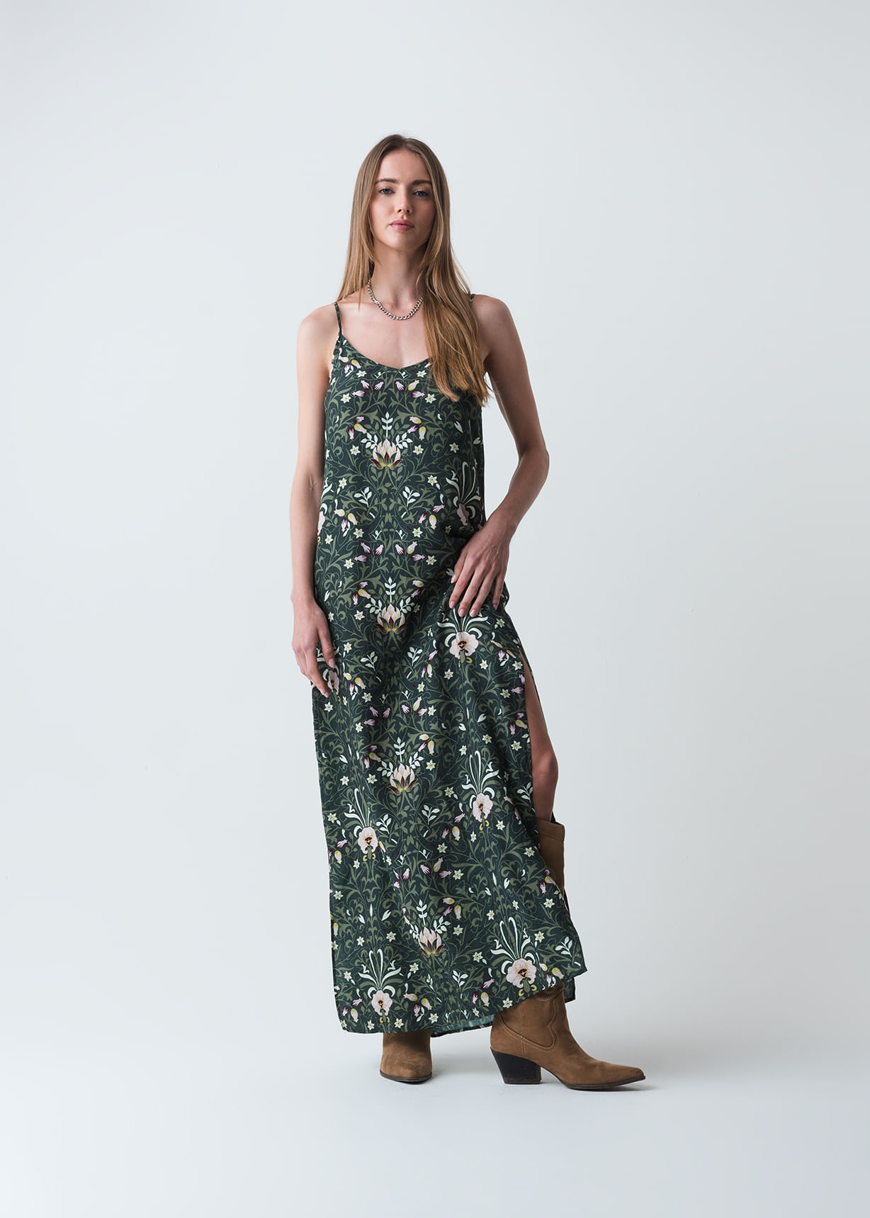 Vestido largo estampado de flores para el verano