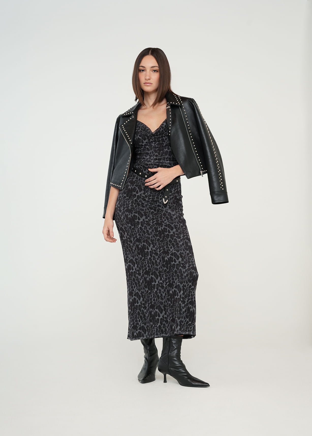 Vestido largo de animal print