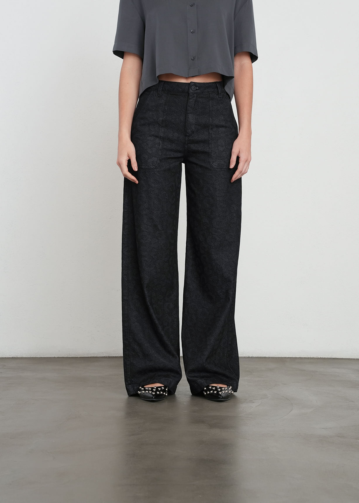 Jean Wide Leg con bolsillos tipo cargo