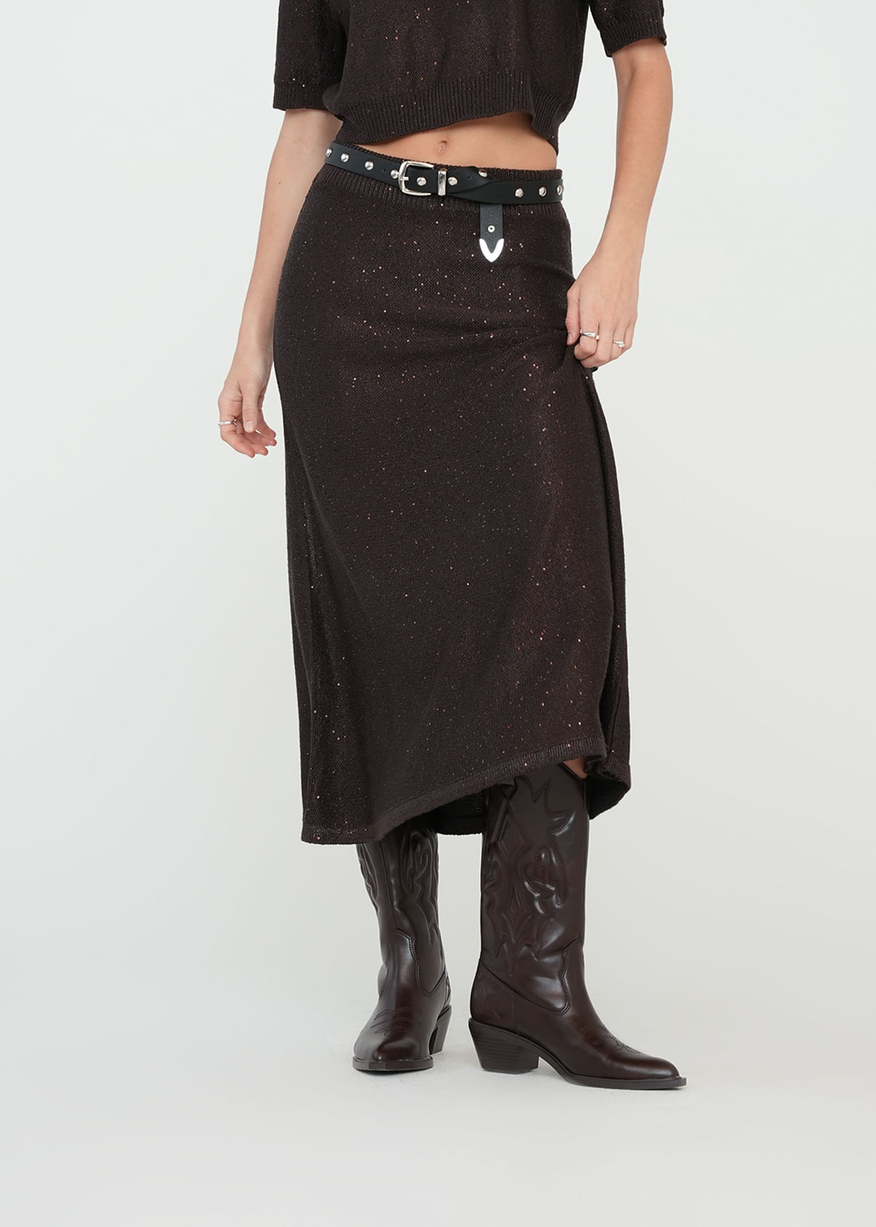 Falda larga con brillo