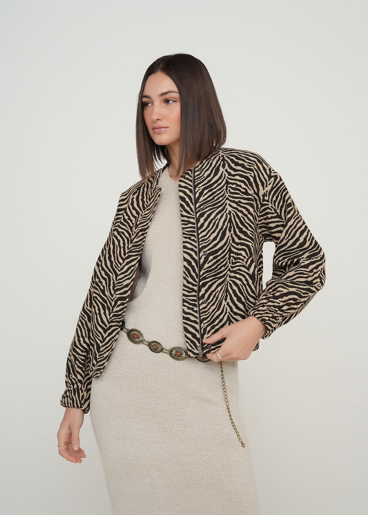 Chaqueta de animal print con cierre