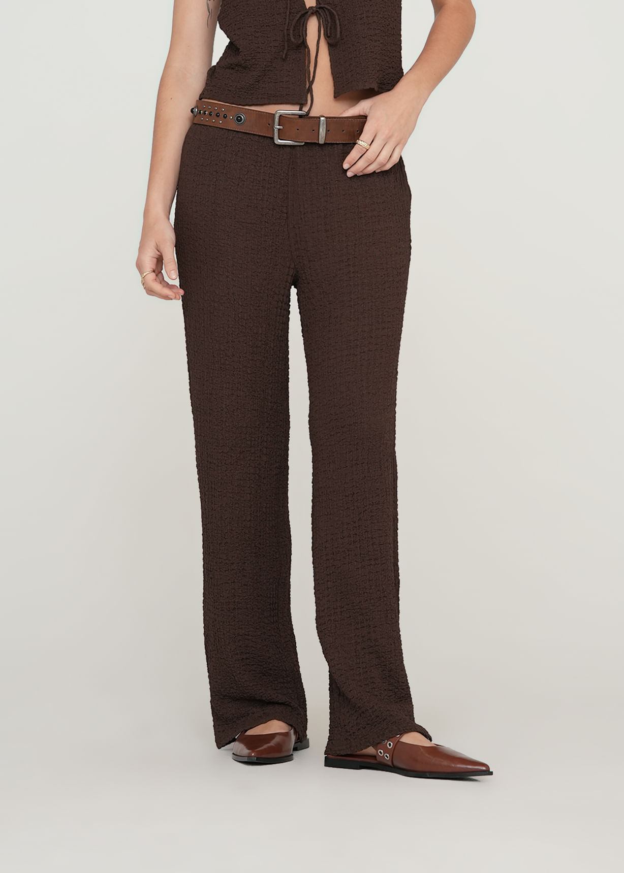 Pantalón Straight con textura