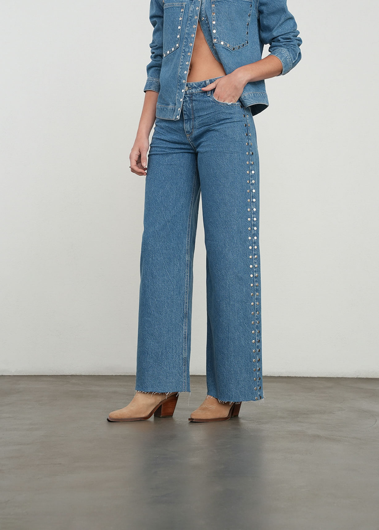 Jean Wide Leg con taches