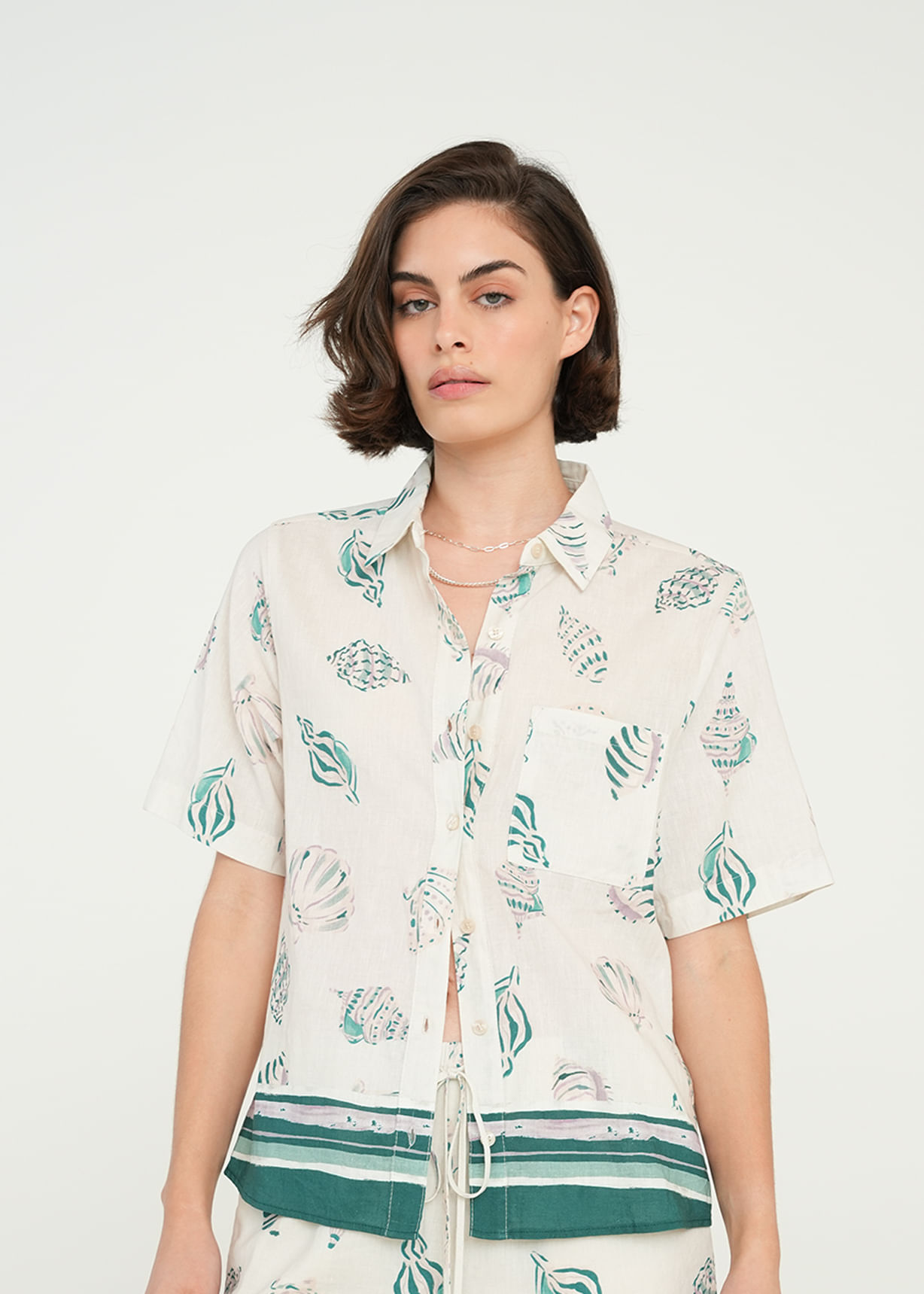 Camisa manga corta con estampado marino