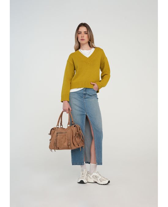 Falda larga en denim